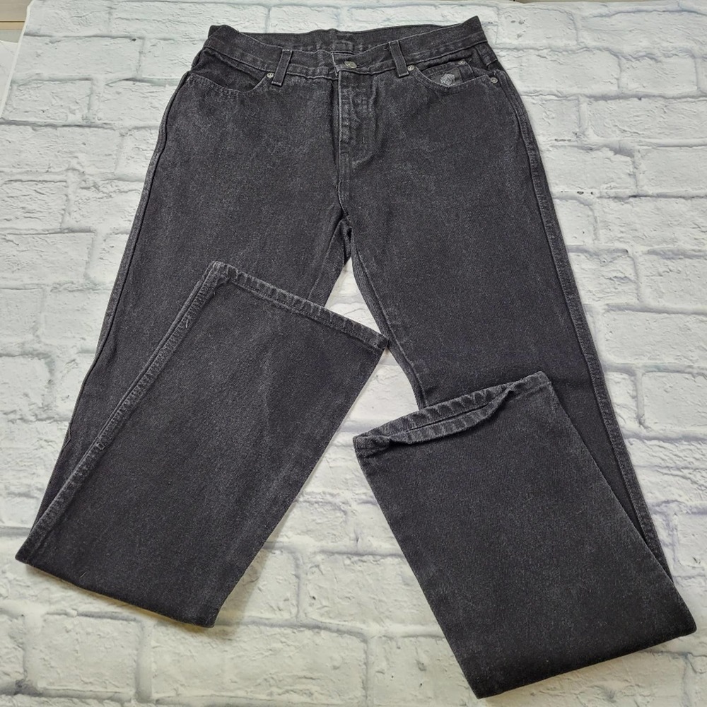 Harley Davidson Black 100% Cotton Bootcut Jeans size 4 Long - Picture 11 of 16
